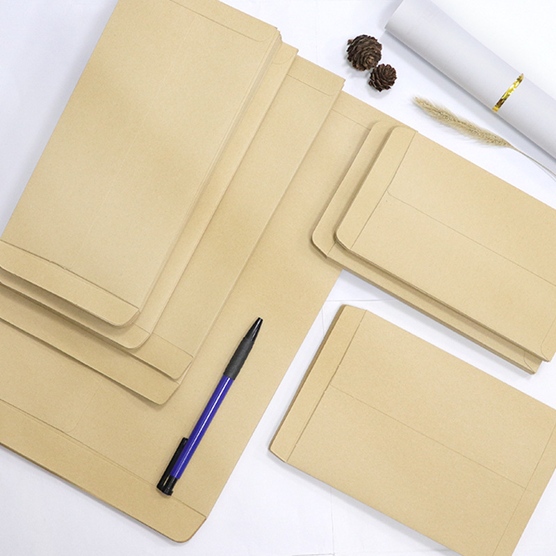 Picture of Yellow blank wordless envelope wholesale a4 kraft paper thickened invoice envelope kraft paper bag set printing production