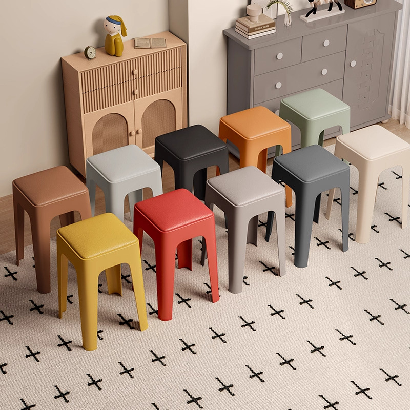 Plastic stool for home use thickened stackable Nordic creative A upholstered bench modern simple living room dining table high chair