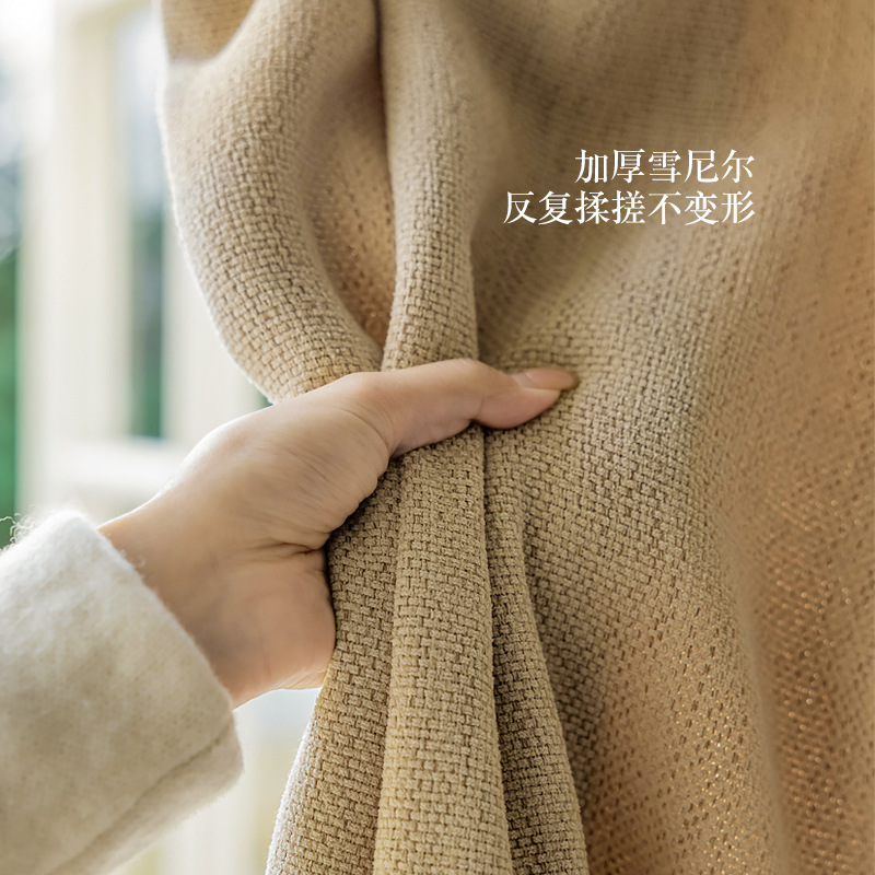 Picture of Coarse Hemp Curtain Bedroom Advanced Curtain Chenille Shading Living Room Curtain Cloth from Keqiao, Shaoxing