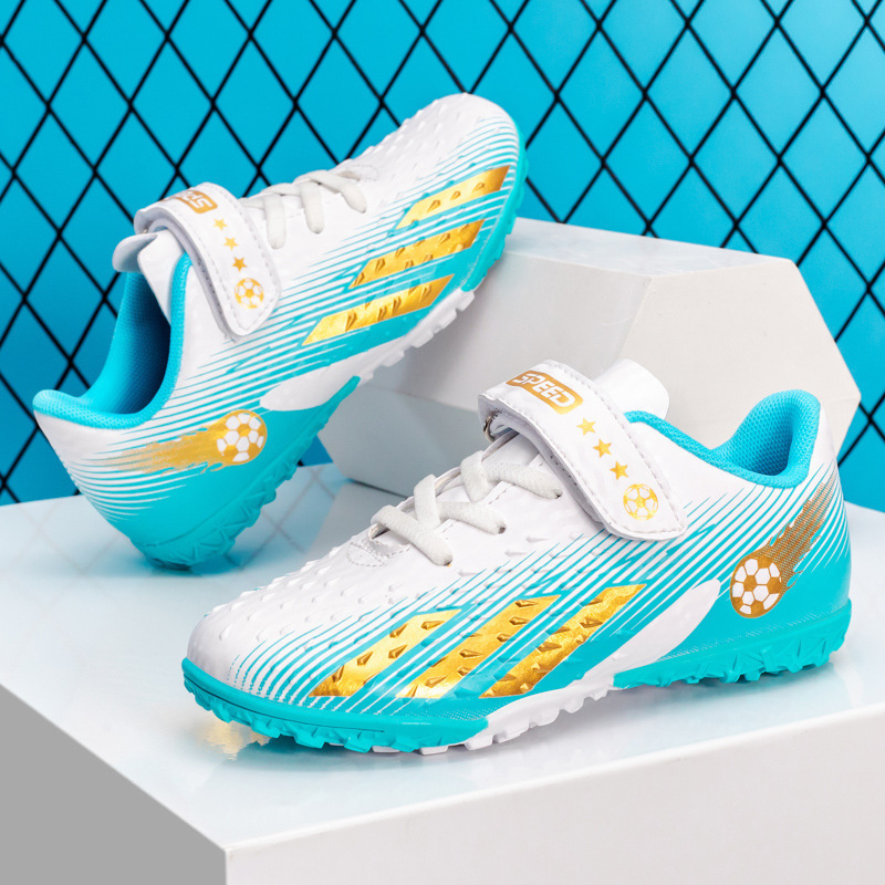 Picture of Spring and Summer New Children's Velcro Soccer Shoes for Middle-Aged and Older Children, Boys and Girls, Student Competition Training Sneakers