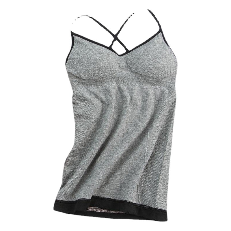 Autumn and Winter Seamless Fleece-Lined Sling Warm Vest Women's Slim-Fit Thickened with Chest Pad Beautiful Back Base Cold-proof Underwear