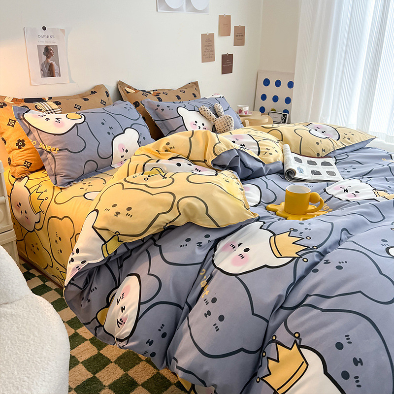 Picture of Small Fresh Summer Four-piece Bed Sheet Quilt Cover Single Student Dormitory Three-piece Cartoon Bedding