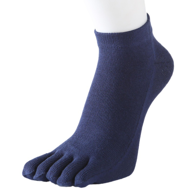 Five-finger Socks Men's Combed Cotton Casual Comfortable Mid-toe Boat Socks Solid Color Sweat Absorbing Breathable Socks