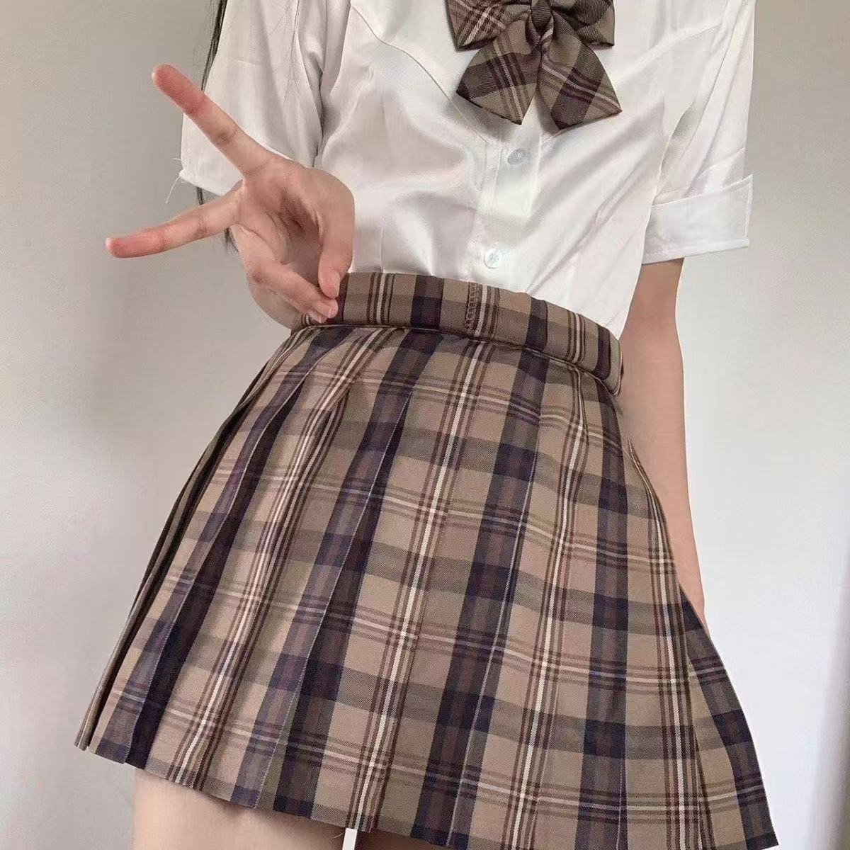 Picture of New JK Uniform suit Wholesale Pepper Plaid Skirt Campus College Plaid Pleated Skirt Sweet Half Skirt