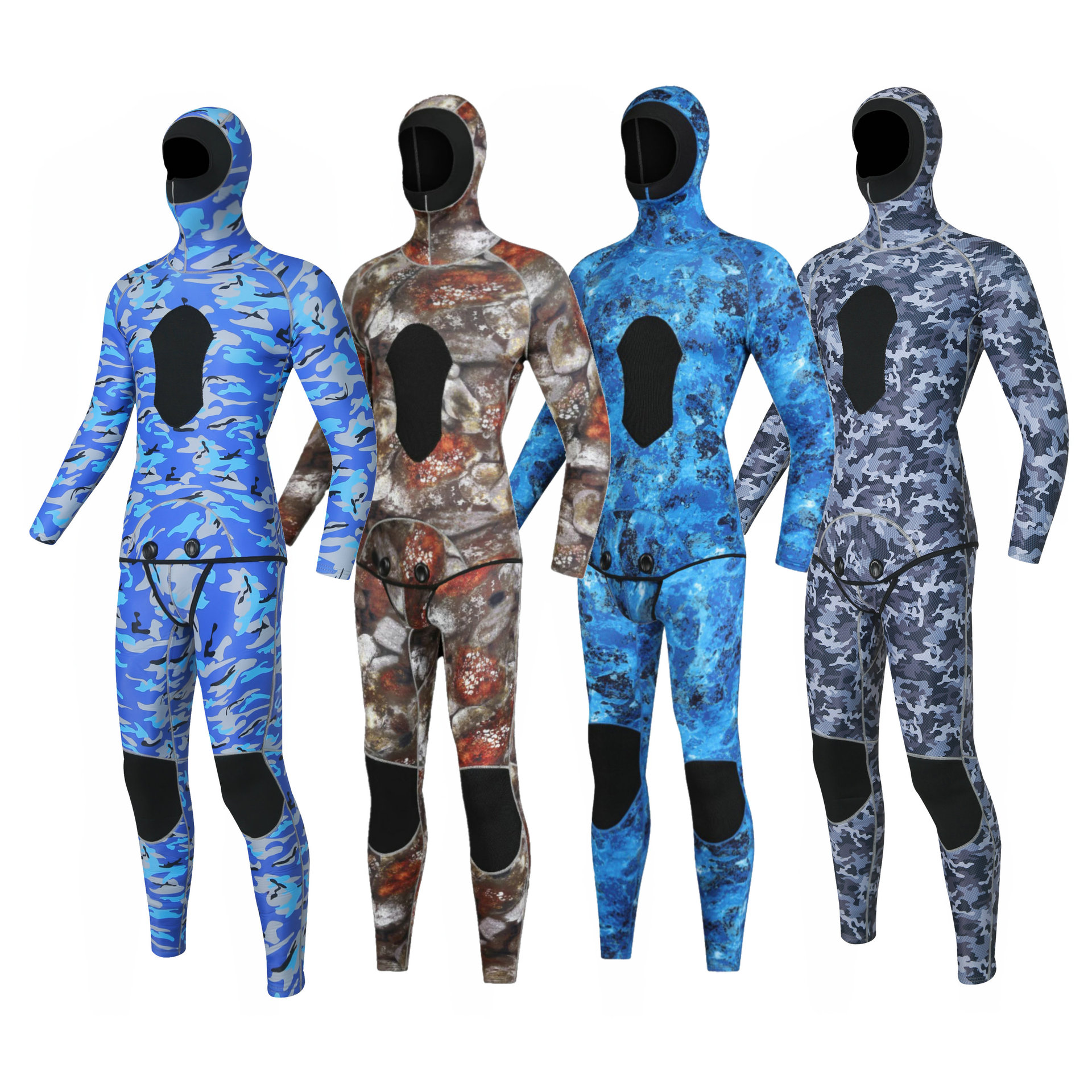 3mm split fish hunting suit men's camouflage hooded free diving suit surfing fish shooting suit deep diving suit rescue warm wet