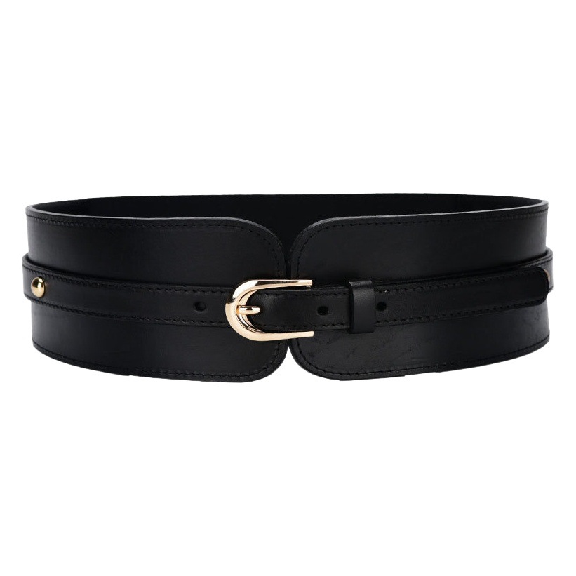 Women's Genuine Leather Pin Buckle Belt, Pure Cowhide Red Belt for Autumn and Winter, Sweater Long Dress Wide Waist Belt, Ins Style Belt