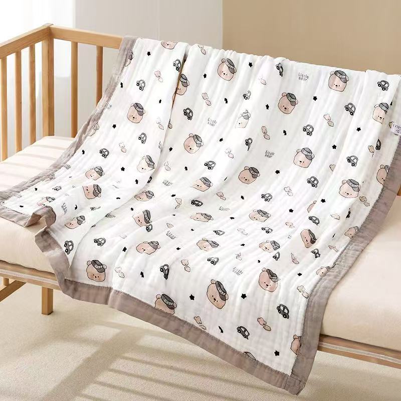 Picture of Gauze Bath Towel Spring New Wide Side Increase Baby Blanket Newborn Six-Layer Cartoon Printed Gauze Cushion