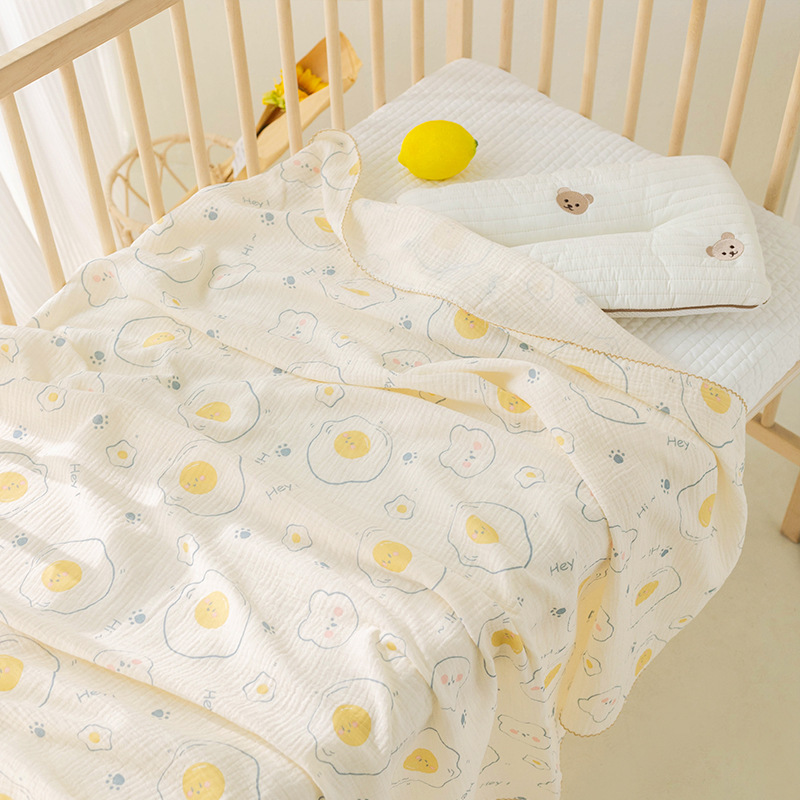 Picture of Summer double-layer four-layer gauze baby bag single class a air-conditioned room newborn blanket baby cartoon baby bag