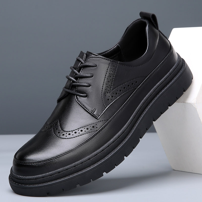 Men's Shoes 2025 Autum New Style Genuine Leather Brogue Carved Formal Wear Trendy Men's Thick-Soled Business Casual Leather Shoes for Men
