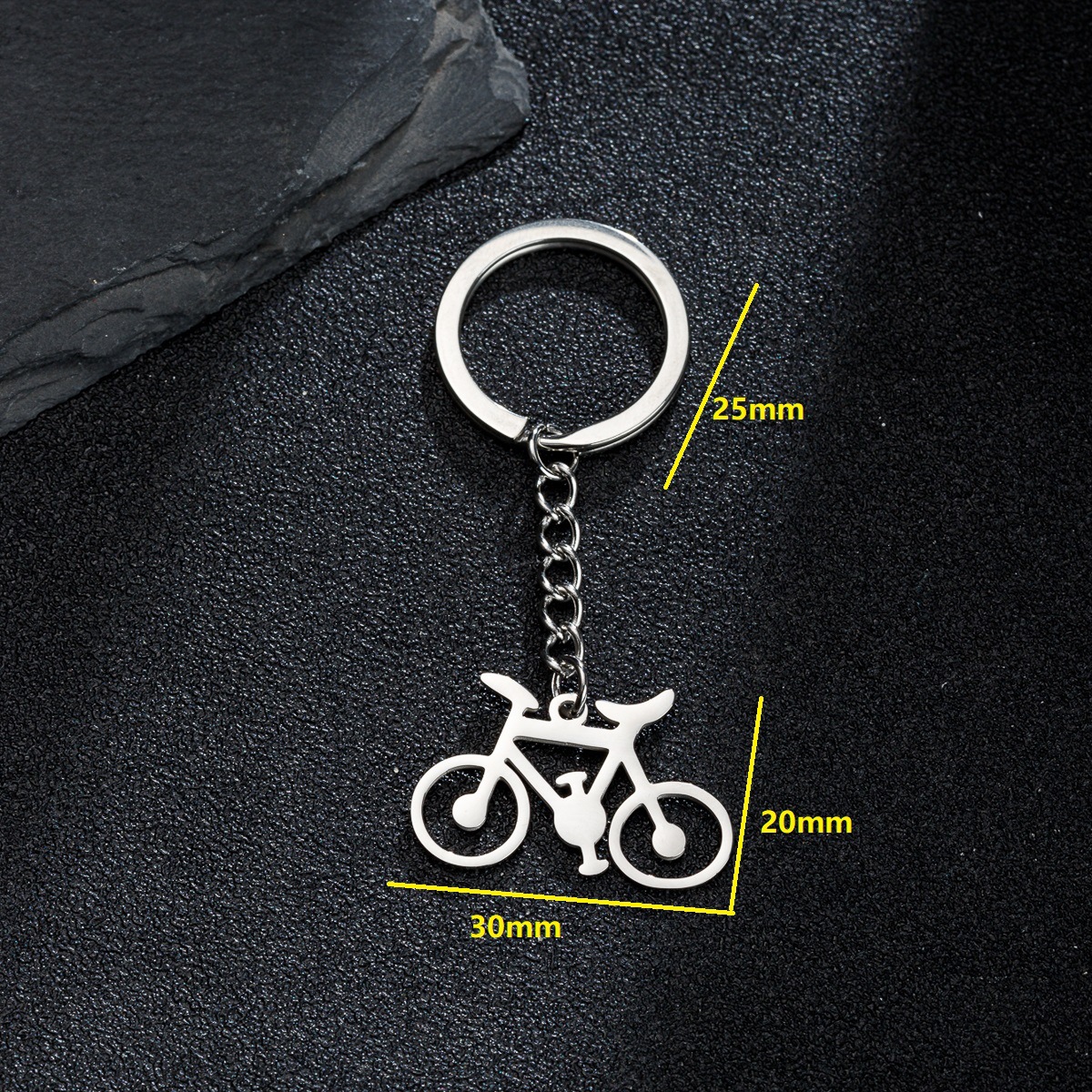 Picture of Japanese and Korean stainless steel metal keychain ins devil love bicycle stethoscope pendant schoolbag pendant in stock