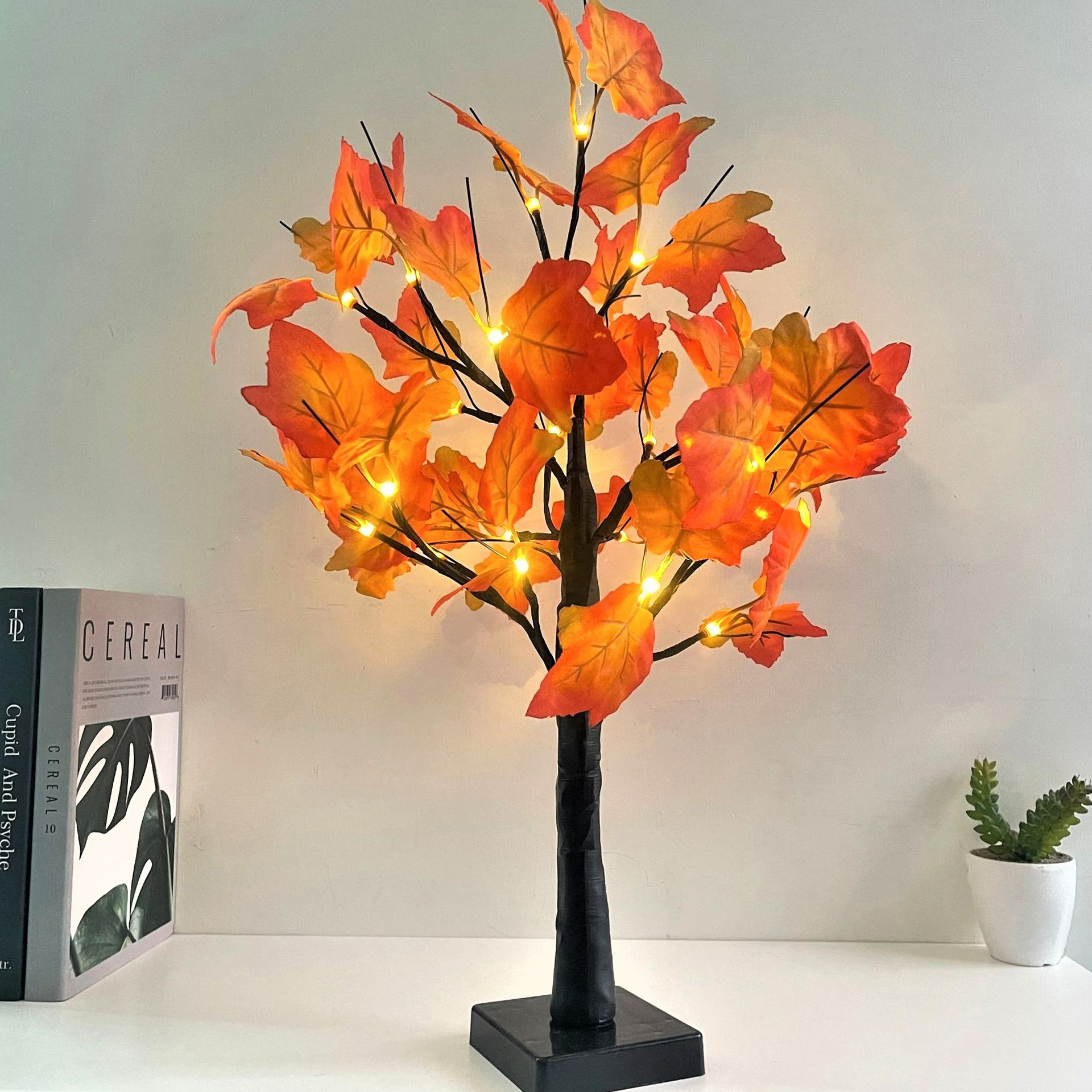 Halloween Maple Leaf Pumpkin Light led tree light room home creative decorative light window bedside night light