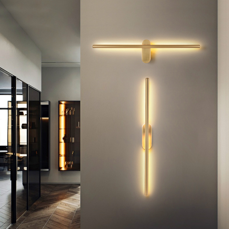 Wall Lamp Indoor Minimalist Line Lamp Nordic Simple Bedside Hotel Bedroom Lamp Single-Line Lamp Mirror Front Lamp Long Wall Lamp