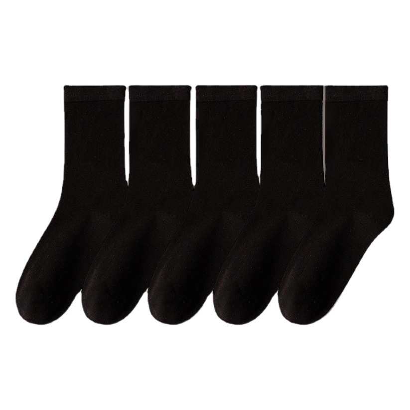 Socks Women's Spring and Summer Mid-length Socks White Socks Japanese Style Simple Stacked Socks Solid Color Sports Stockings Instagram Style Trendy