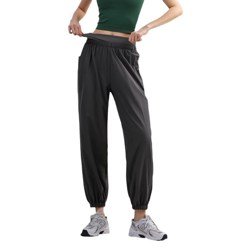 Cross-border loose draping sports pants women's high waist outdoor leisure fitness pants outer wear straight slimming ankle-tied pants