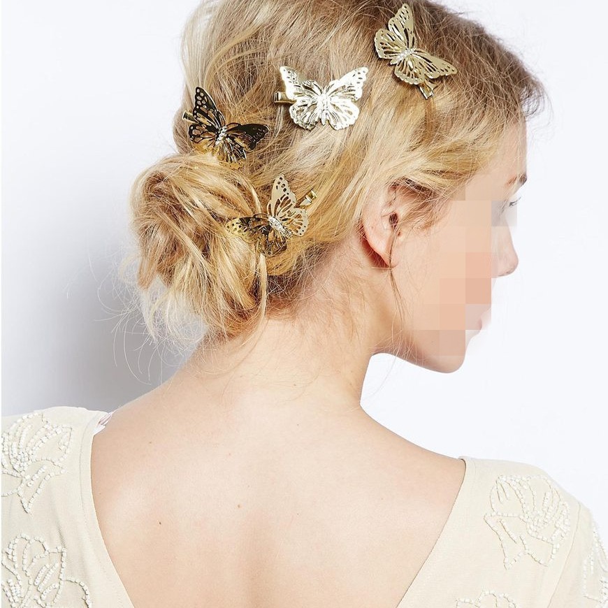 F42 European and American jewelry manufacturers wholesale small mixed batch Korean female butterfly hairpin side clip headdress does not hurt hair