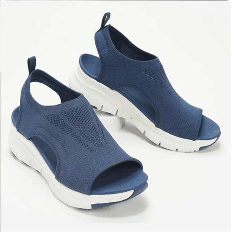 2023 new foreign trade plus size Flyknit platform casual sandals European and American women's shoes peep toe breathable summer sports sandals