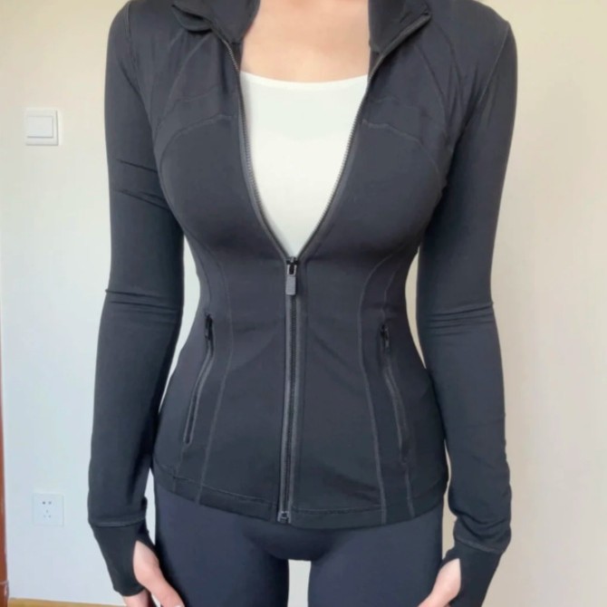 Sports Jacket Women's Summer Vertical Collar Slim-fit Slimming Tight Waist Quick-drying Yoga Top Outdoor Fitness Skin Clothes