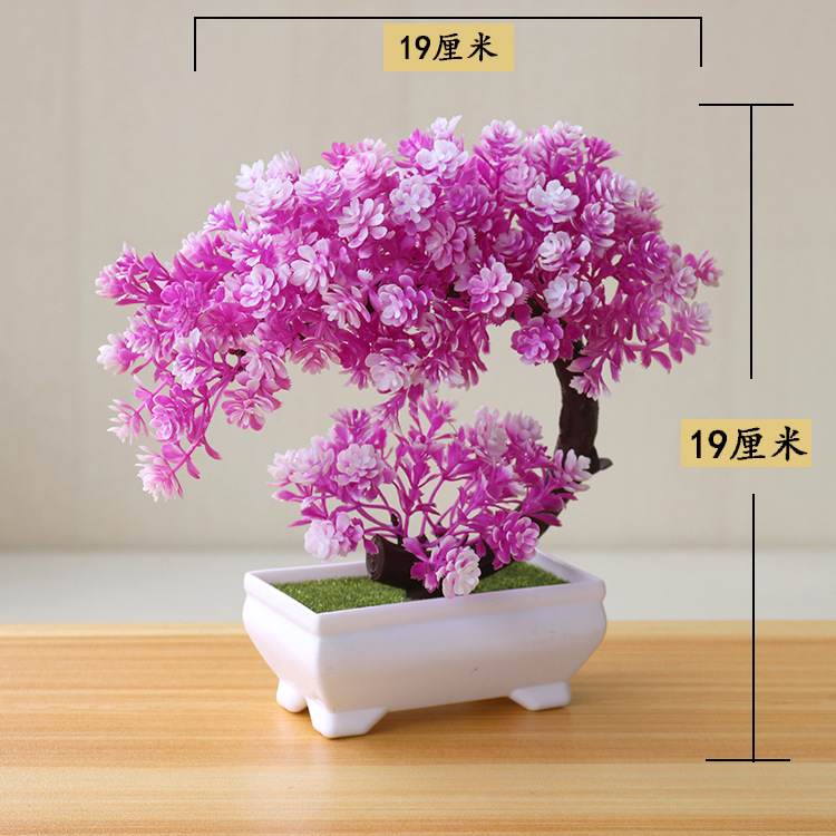 Picture of Sakura Snowball Simulated Plant Potted Grass Ball Bonsai Small Tree Home Decoration Flower Ornament Creative Mini Small Round Ball