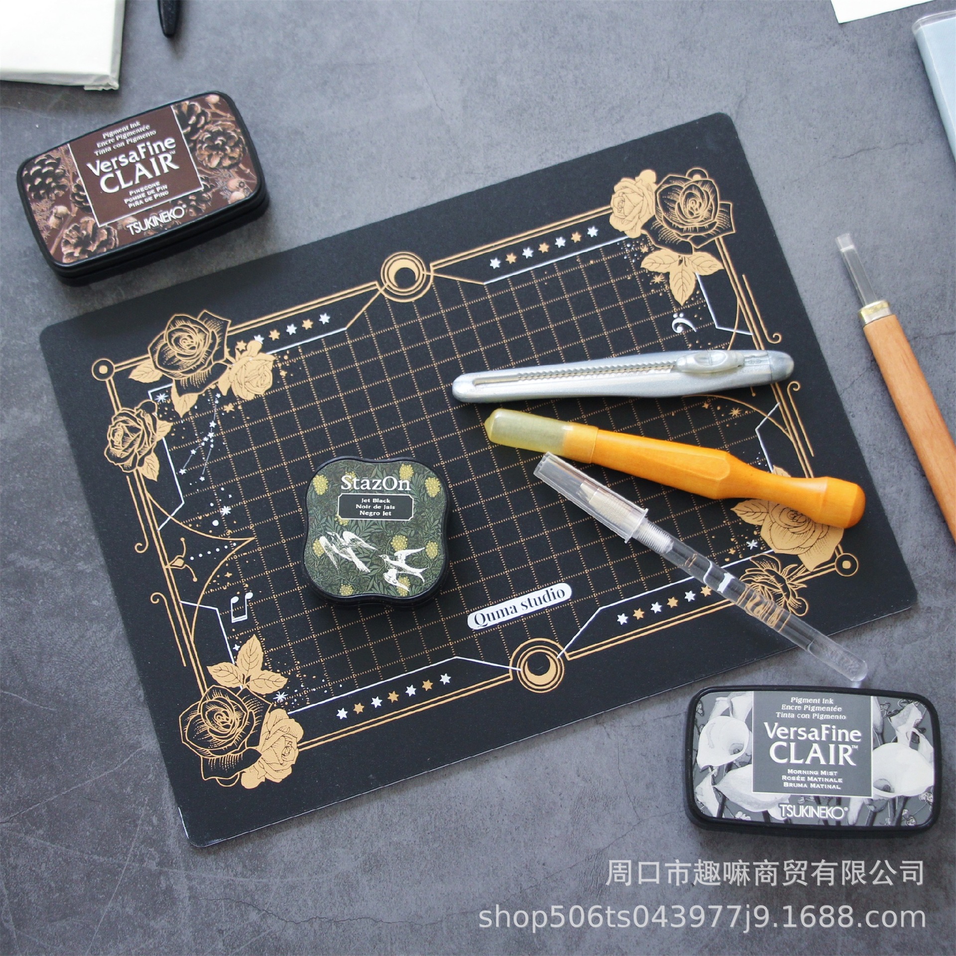 Interesting magic array carving hand account pad double-sided black gold transparent rubber stamp high color value paper cutting hand-made A4A3