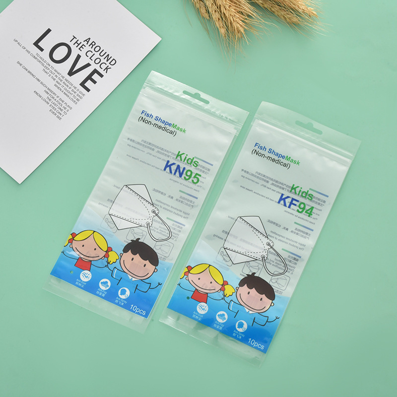 New KN95 children's mask packaging bag cute cartoon long self-sealing packaging bag sealed packaging bag wholesale