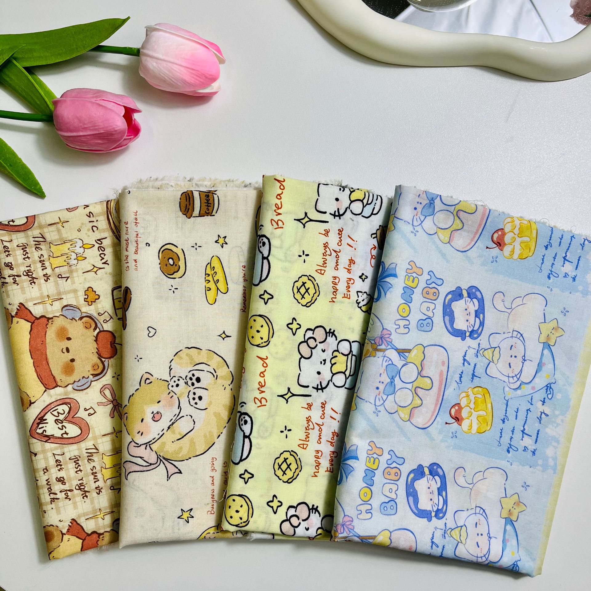 Cotton 60-Count Digital Printed Fabric, Cute Cartoon Printed Pattern, Home Wear Dress Shirt Fabric