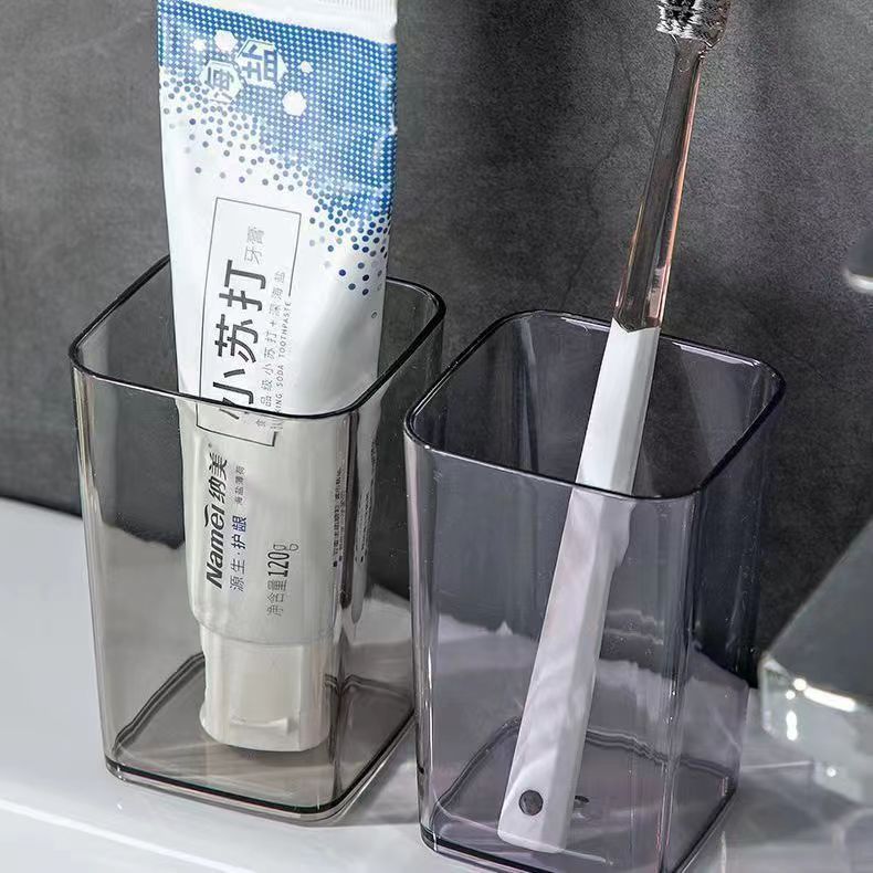 Picture of Household Square Plastic Transparent Wash Cup Light Luxury Style Student Couple Toothbrushing Cup Children's Simple Mouthwash Cup Wholesale