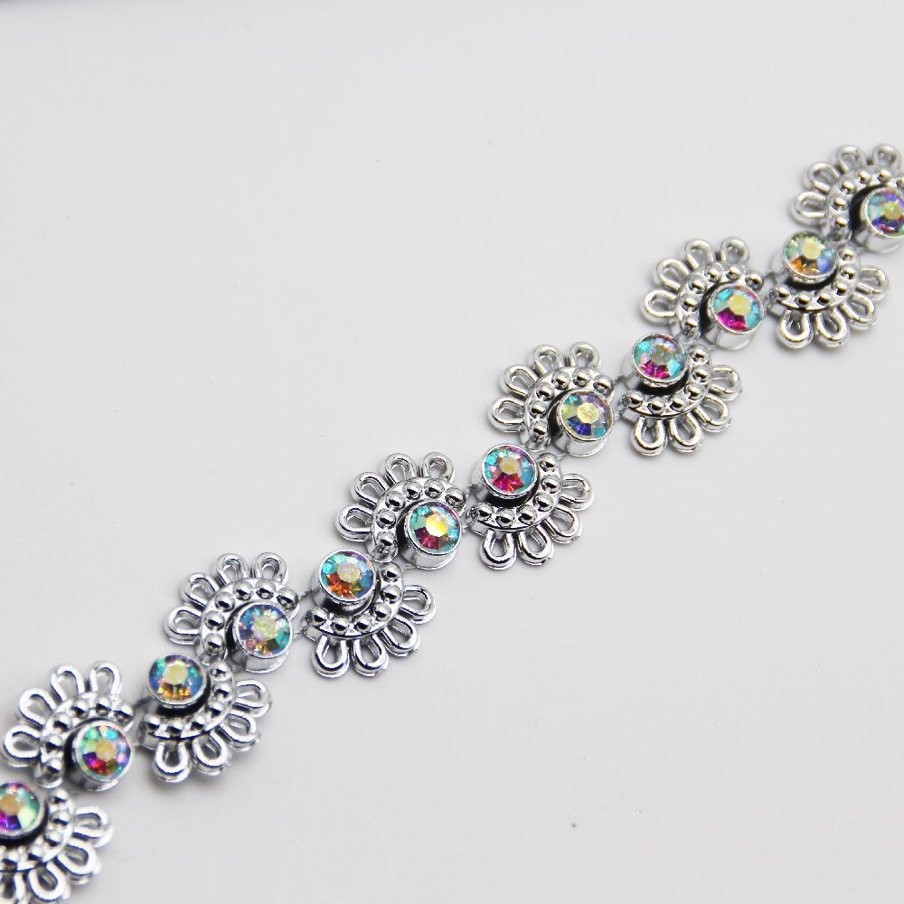 Factory new rhinestone chain electroplating gold and silver colored diamond chain row diamond clothing accessories accessories handicraft accessories