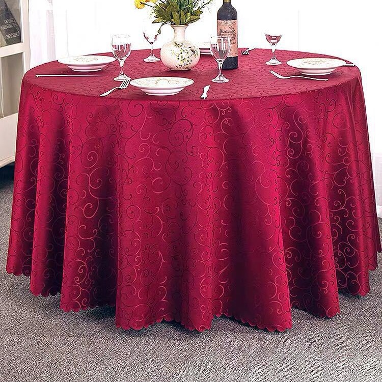 Large Round Table Restaurant Tablecloth Hotel Restaurant Banquet Family Usable Round Wedding European Tablecloth Table Cover Cross-Border