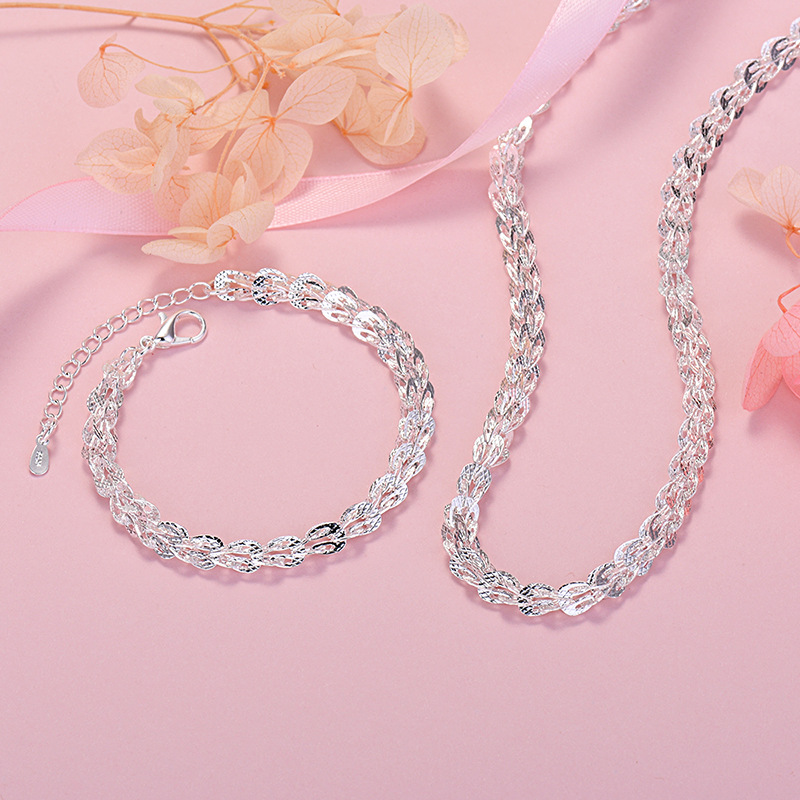 Shake tone live platform explosions cross-border jewelry copper plated 925 silver phoenix tail chain ladies bracelet necklace suit