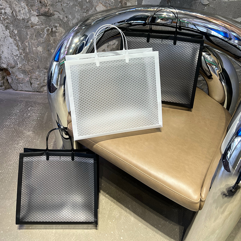 Korean version of PVC portable high-value mesh fork ear plastic bag with hand gift transparent bag packaging handbag customization