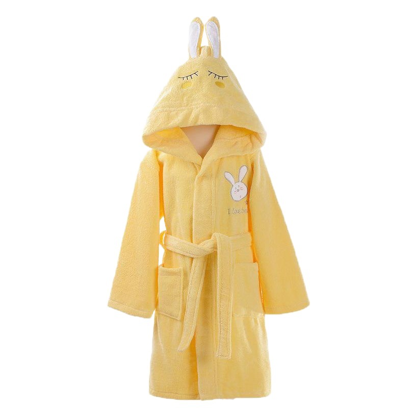 Children's Bathrobe Cotton Autumn and Winter Towel Material Cartoon Hat Boys and Girls Bath Swimming Hot Spring Bath Towel Bathrobe