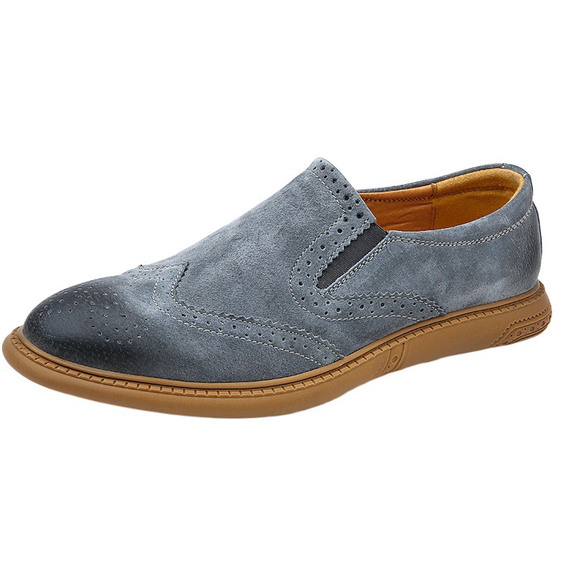 2024 Cross-border Brogue Shoes Men's Soft Leather Frosted Casual Retro British Tooling Shoes 46 plus size Leather Shoes