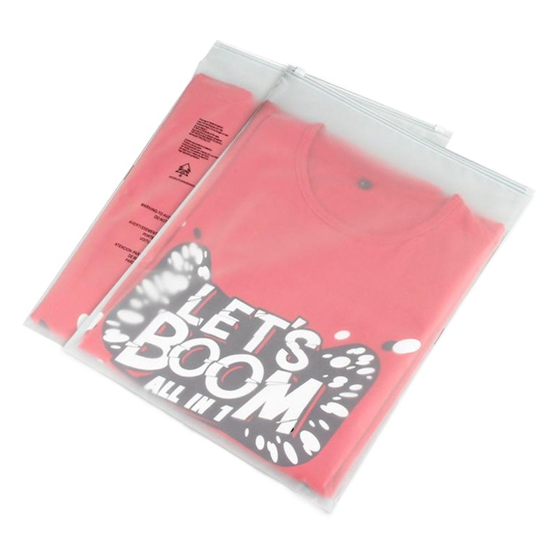 Warning: In-Stock Cross-Border Frosted Zipper Bag Cpe Plastic Underwear Ziplock Bag Storage Clothing Packaging Bag