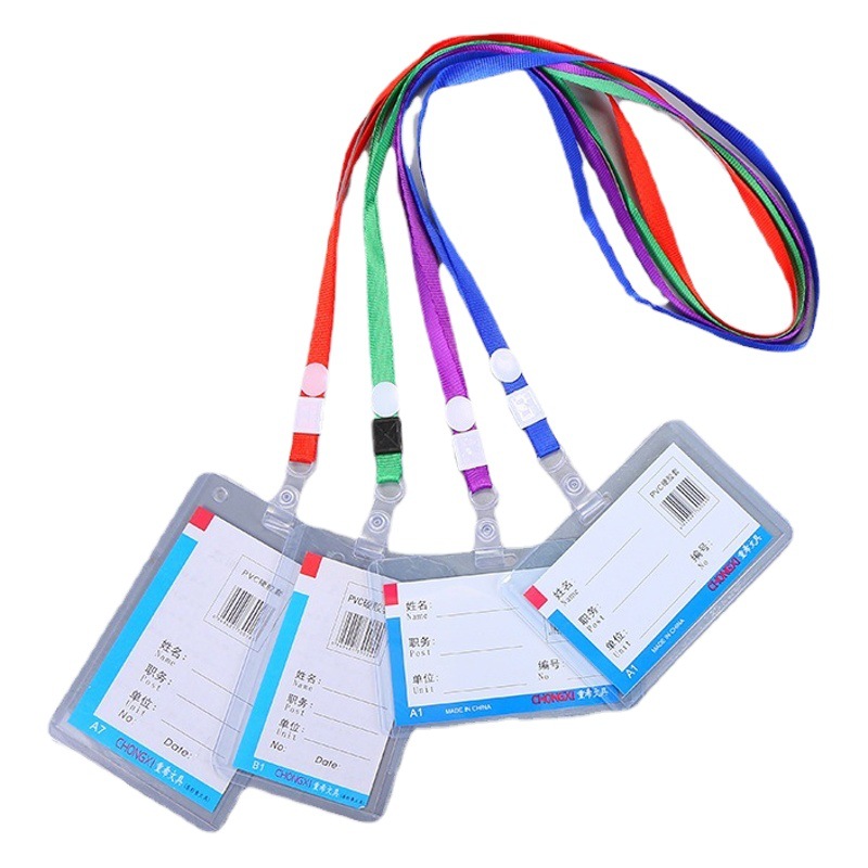 1.0cm straight buckle transparent leather rope ID card hanging rope factory brand rope work card hanging rope can be printed LOGO