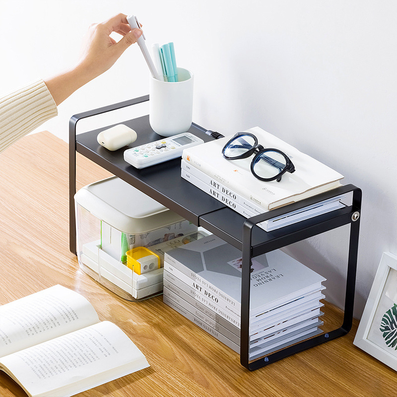 Simple bookshelf storage rack office desktop printer shelf telescopic multi-storey dormitory desk organizer storage rack