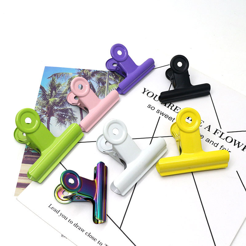 Picture of Stationery clip creative metal clip bill clip Japanese metal clip long tail clip 22mm black paint round clip