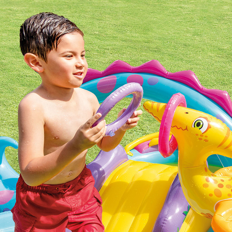 Picture of INTEX57135 dinosaur eight-character water jet slide inflatable pool paddling pool children's family swimming pool ocean ball pool