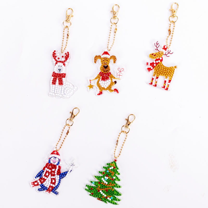 Picture of Creative DIY Keychain Diamond Painting Cartoon Bear Handmade Bag Car Decorations Small Pendant Spot Supply