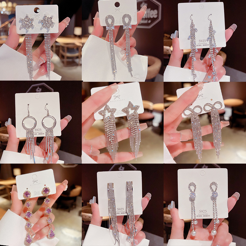925 Silver Needle Bow Pearl Earrings for Women Korean Ins Style Earrings Tassel Ear Jewelry Elegant Wholesale Accessible Luxury
