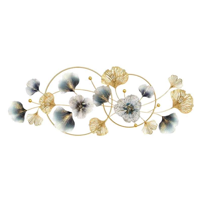 New Chinese Style Ginkgo Leaf Stereo Wall Hanging Home Wrought Iron Background Wall Decoration Wall Decoration Metal Light Luxury Pendant Disassembly