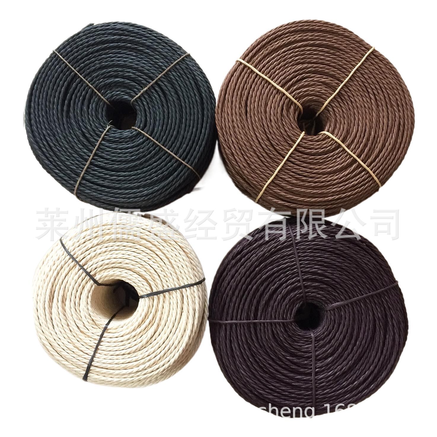 Factory supply 4mm5mm6mm waterproof three-strand paper rope primary color black brown brown DIY paper rattan woven rope