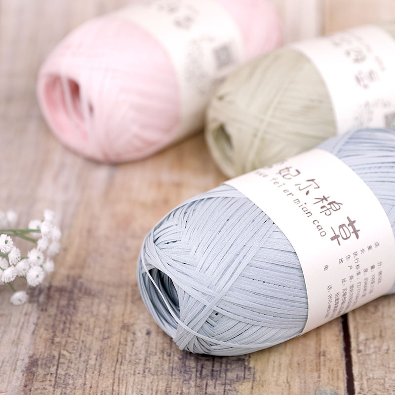 Picture of pure cotton wool snow feier cotton straw bag hat diy hand-woven thread crochet thread crochet thread raffia