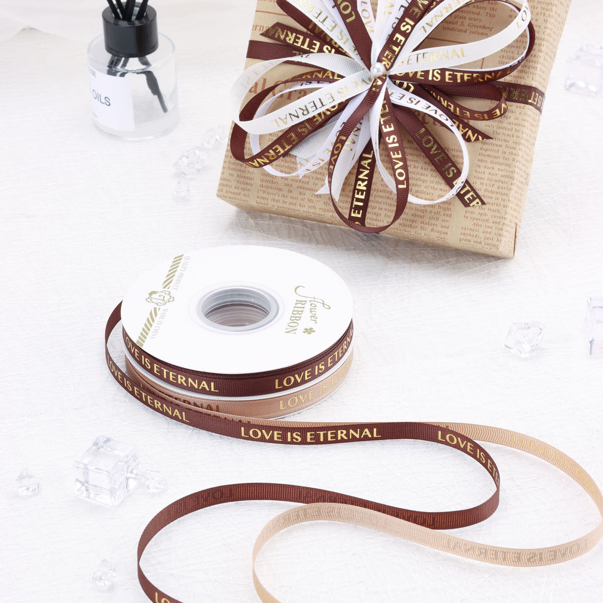 Flower Packaging Bronzing Ribbon Gift Box Packaging Ribbon Cake Gift Ribbon Decoration Handmade DIY Material Ribbon