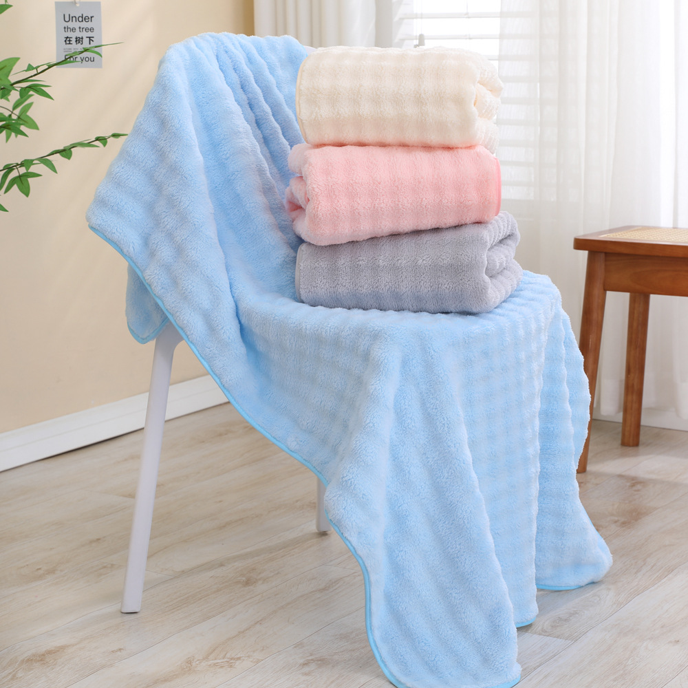 Picture of New Enlarged and Thickened Coral Velvet Bath Towel, Bubble Velvet Couple Towel, Absorbent, Quick-Drying, Soft, Not Easy to Shed Hair, Adult Wrap Towel