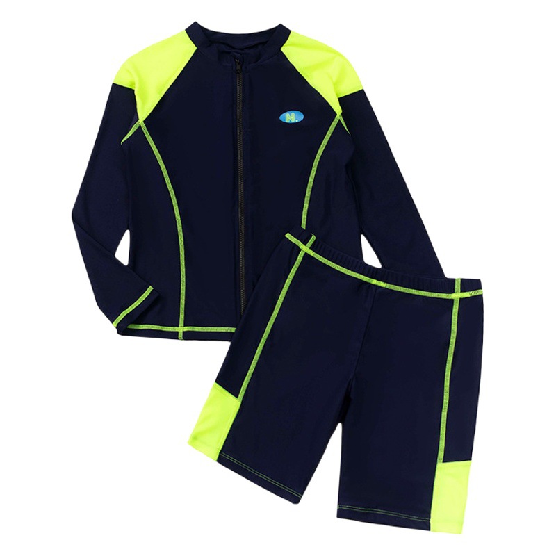 Haizhong Lanjing 2021 new boys' swimsuit big children 10-15 years old long sleeve split two-piece swimming hot spring