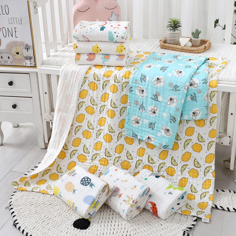 Wholesale Baby Straight Edge Bath Towel Newborn Children Bath Towel Towel Quilt Cotton Gauze Six-Layer Blanket Drop Shipping