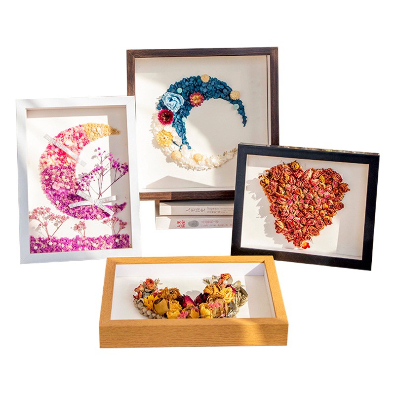 Picture of Factory wholesale dried flower photo frame stereo diy handmade paper towel rose hollow 3CM6CM specimen frame table