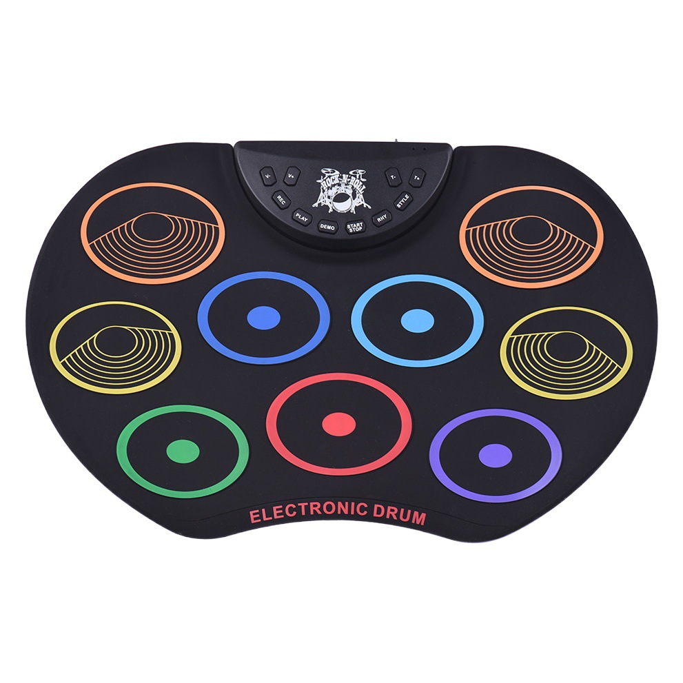 English Cross-Border Wholesale Colorful Hand-Rolled Drum Set Ebay Amazon Portable Kidsren's Percussion Instrument Digital Drum