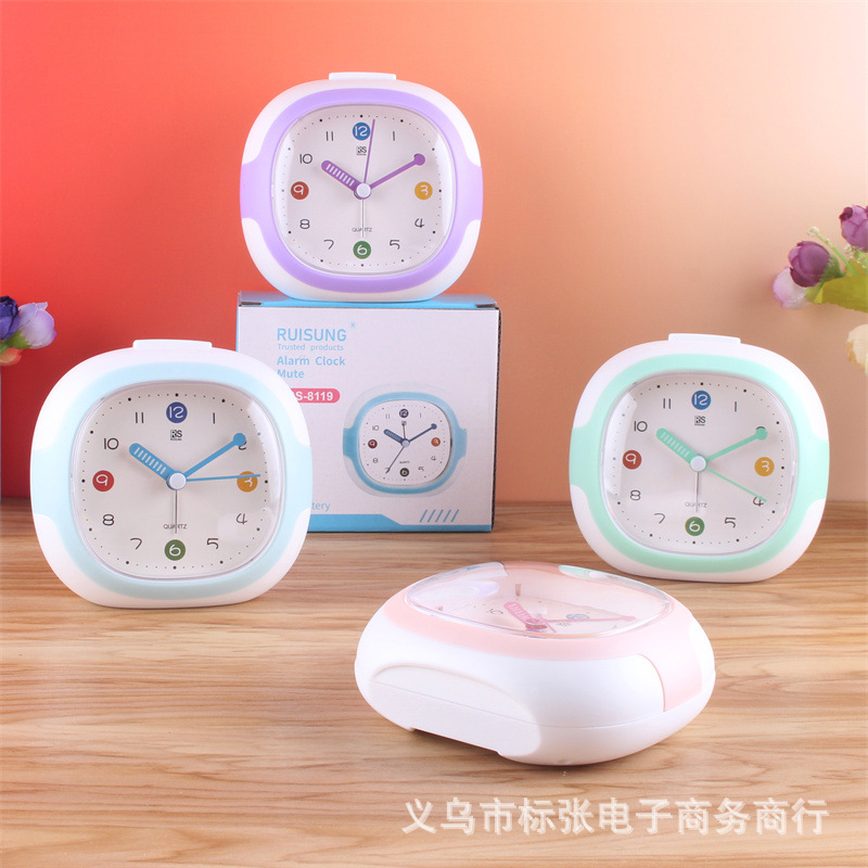 Mute alarm clock new fashion student bedside small noisy table bedroom luminous clock desktop clock factory outlet