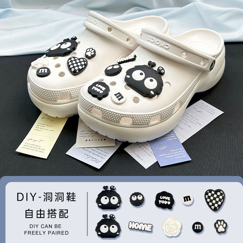 [small coal ball series 2] hole shoes accessories diy buckle slippers shoes flower cute shoe buckle
